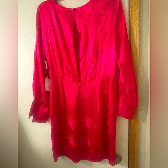 STATE Vibrant Red (Size 8) Floral Embroidered Long-sleeve Cut-out Back Dress - Picture 13 of 13
